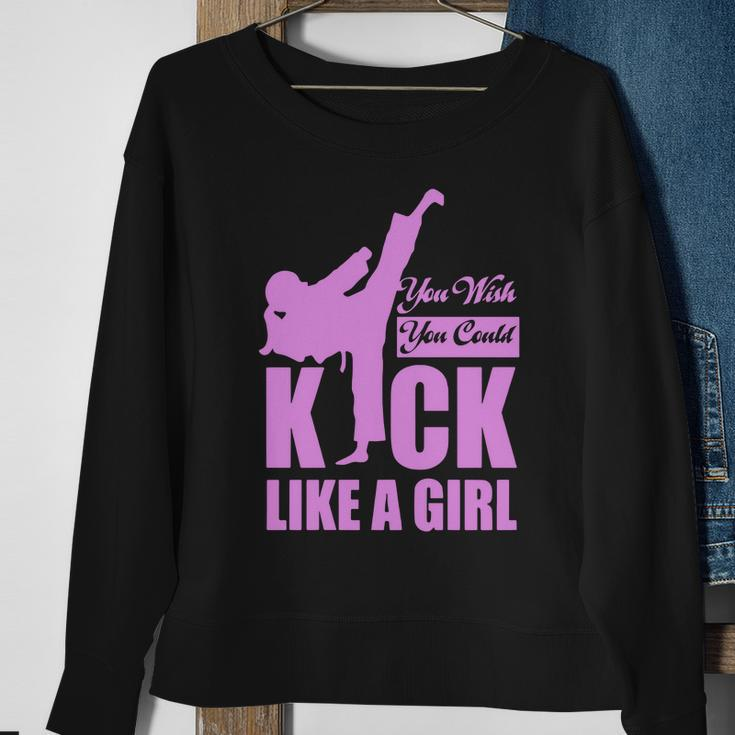 Kick Like A Girl T-Shirt Karate Taekwondo Men Women Sweatshirt Graphic Print Unisex Gifts for Old Women