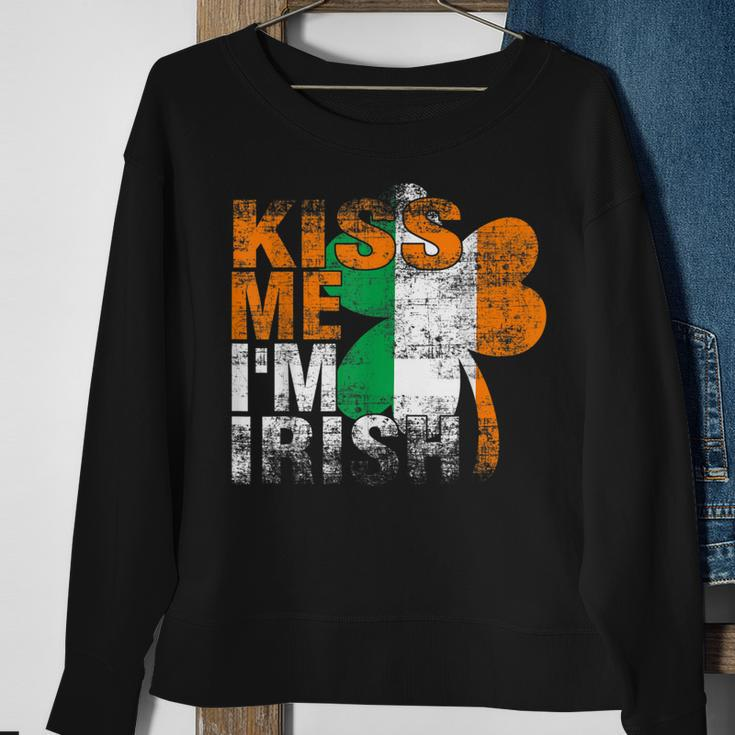 Kiss Me Im Irish Flag Saint Patrick Day Shamrock Gifts Sweatshirt Gifts for Old Women