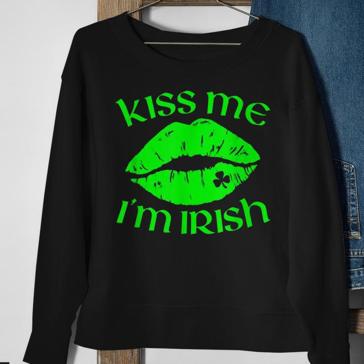 Kiss Me Im Irish Lips Sexy St Patricks Day Sweatshirt Gifts for Old Women