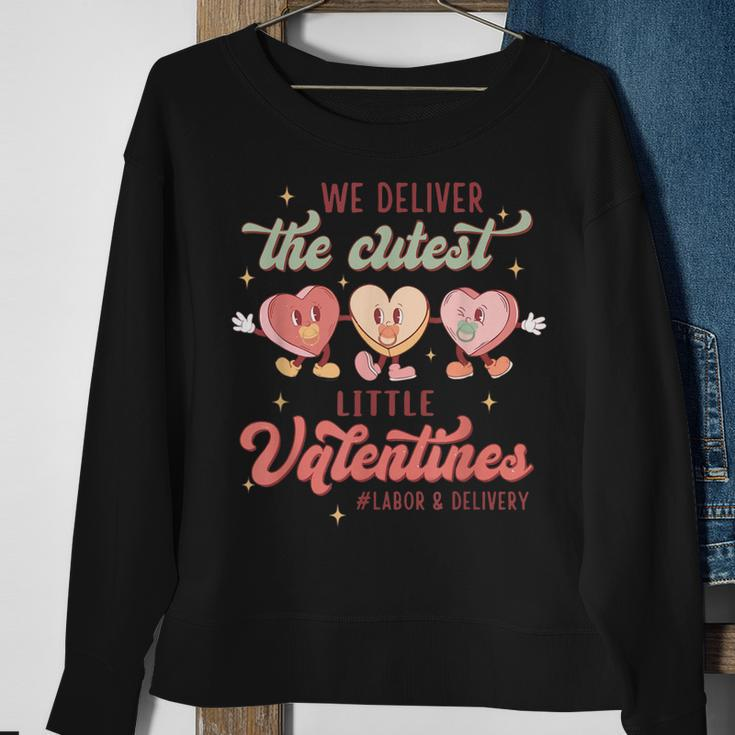 Labor And Delivery Tech L&D Valentines Day Groovy Heart Sweatshirt Gifts for Old Women