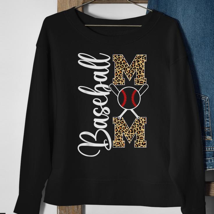 Leopard Baseball Softball Mom Mothers Day Funny Mom Life Sweatshirt Gifts for Old Women