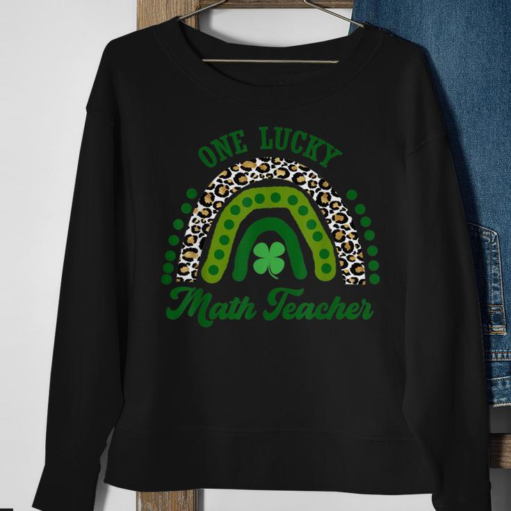 Leopard Rainbow One Lucky Math Teacher Shamrock St Paddys Sweatshirt Gifts for Old Women