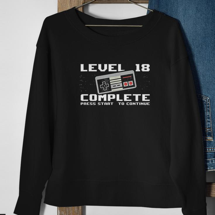 Level 18 Complete 2004 18 Years Old Gamer 18Th Birthday Men Women Sweatshirt Graphic Print Unisex Gifts for Old Women