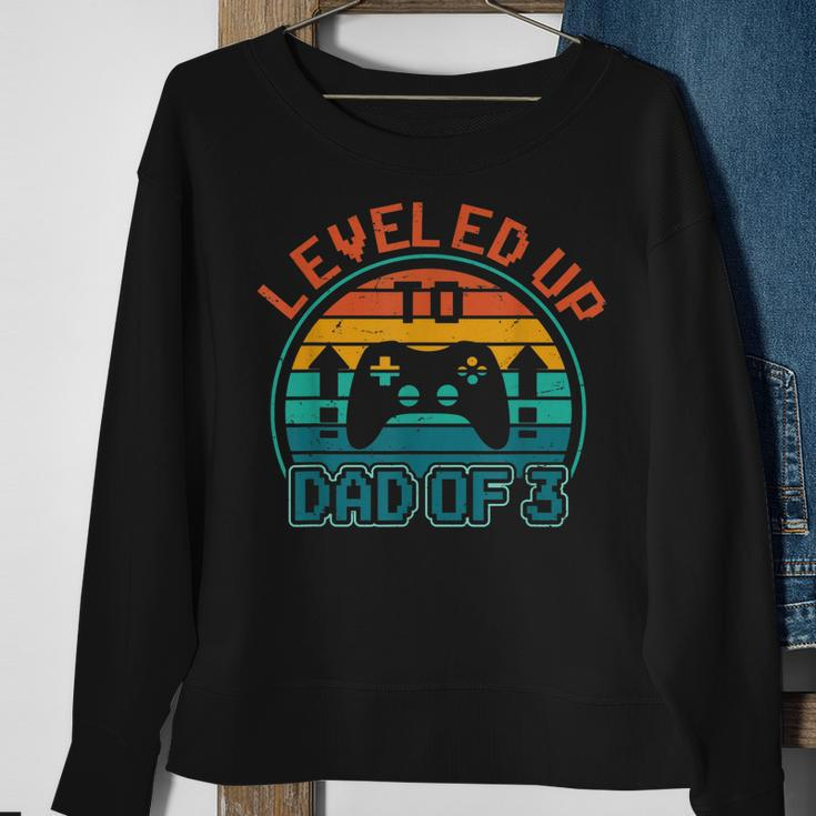 Leveled Up To Dad Of 3 Funny Gaming Daddy Again Vintage Sweatshirt Gifts for Old Women