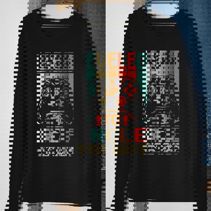 Leveling Up To Uncle 2023 Vintage Promoted To Uncle Est 2023 Sweatshirt Gifts for Old Women