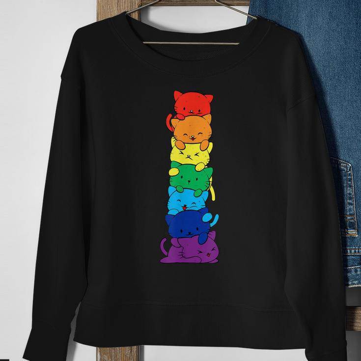 Lgbt Funny Cats Pile Gay Lesbian Pride Cat Lover Transgender Sweatshirt Gifts for Old Women