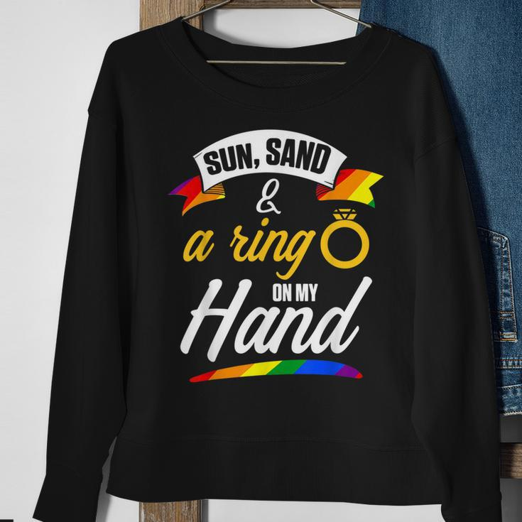 Lgbt Pride Gay Bachelor Party Sun Ring Hand Engagement Sweatshirt Gifts for Old Women
