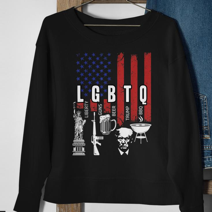 Lgbtq Liberty Guns Bible Trump Bbq Usa Flag Vintage Sweatshirt Gifts for Old Women