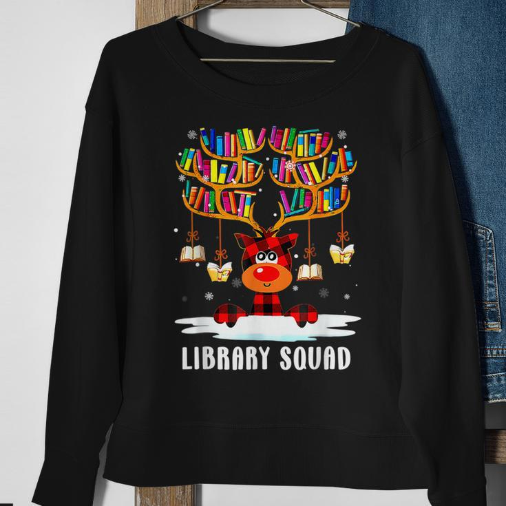 Library Squad Reindeer Christmas Funny Book Lover Pajama Men Women Sweatshirt Graphic Print Unisex Gifts for Old Women