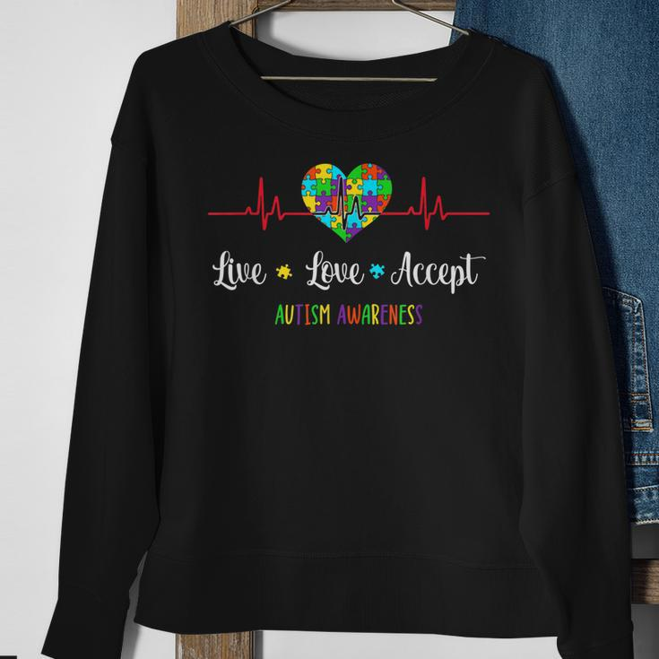 Live Love Accept In April We Wear Blue For Autism Awareness Sweatshirt Gifts for Old Women
