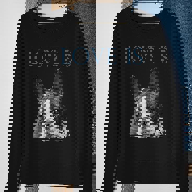 Love Is Boston Terrier Bostie Sweatshirt Gifts for Old Women