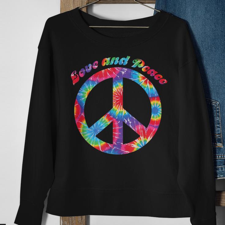 Love Peace 60Er 70Er Jahre Hippie Frieden Kostüm Tie Dye Sweatshirt Geschenke für alte Frauen