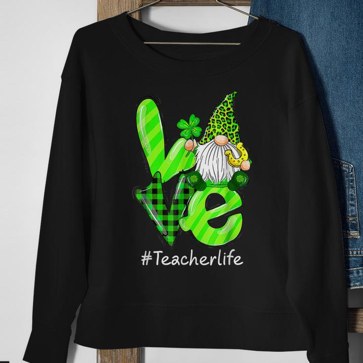 Love Teacher Life Gnome Leopard Shamrock St Patricks Day V2 Sweatshirt Gifts for Old Women