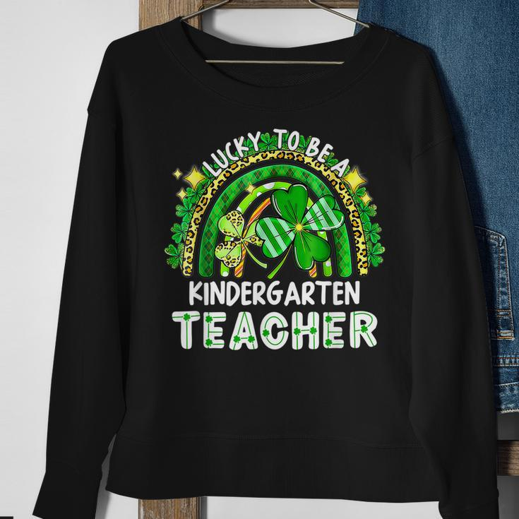 Lucky To Be A Kindergarten Teacher St Patricks Day Rainbow Sweatshirt Gifts for Old Women