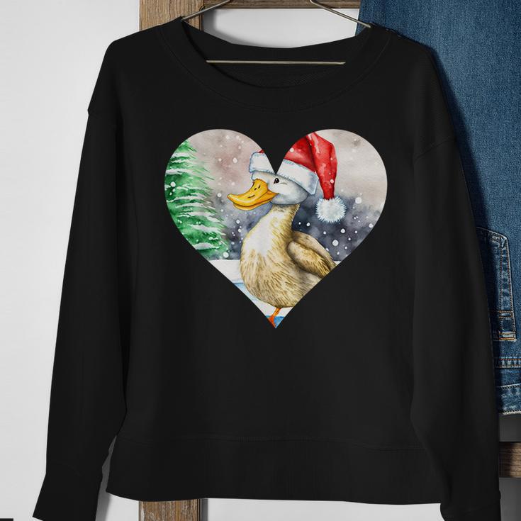 Lustige Ente Weihnachtsmütze Vintage Valentinstag Ente V2 Sweatshirt Geschenke für alte Frauen