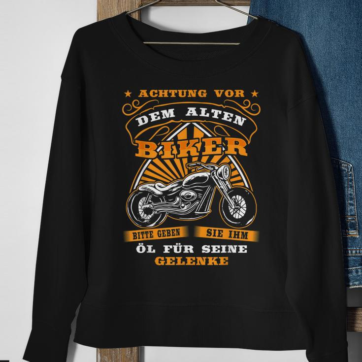Lustiges Motorrad Sweatshirt für Herren, Achtung Alter Biker Opa Geschenke für alte Frauen