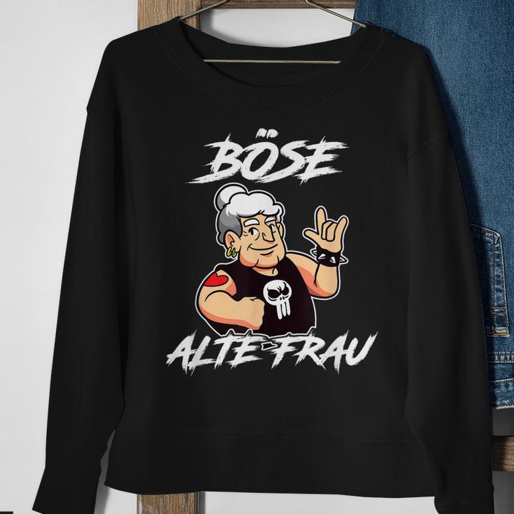 Lustiges Schwarz Sweatshirt Böse Alte Frau Cartoon für Damen Geschenke für alte Frauen