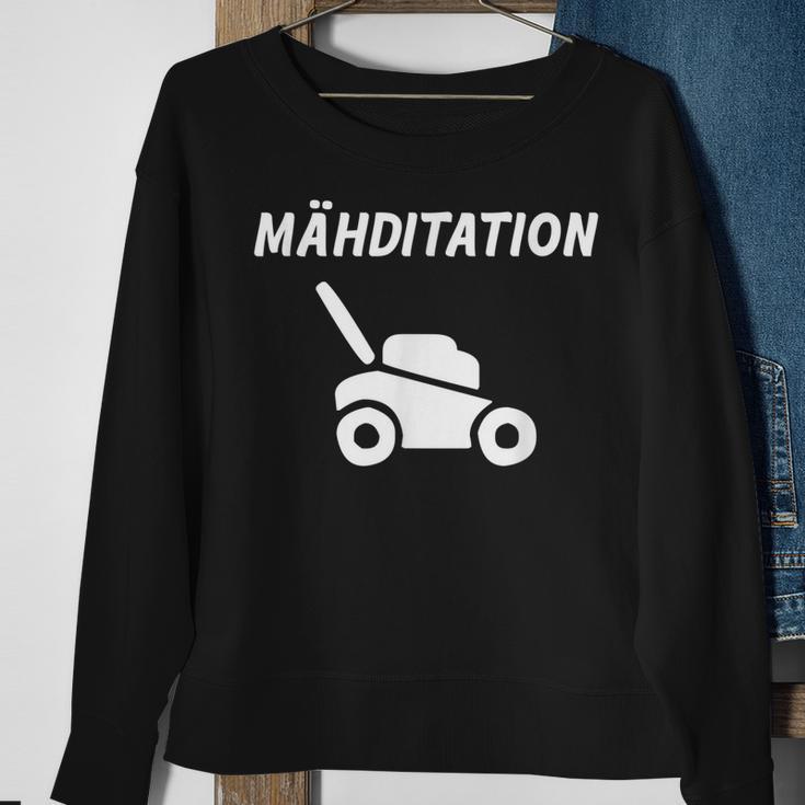 Mähditation Rasenmäher Gartenarbeit Lustig Rasenmähen Sweatshirt Geschenke für alte Frauen