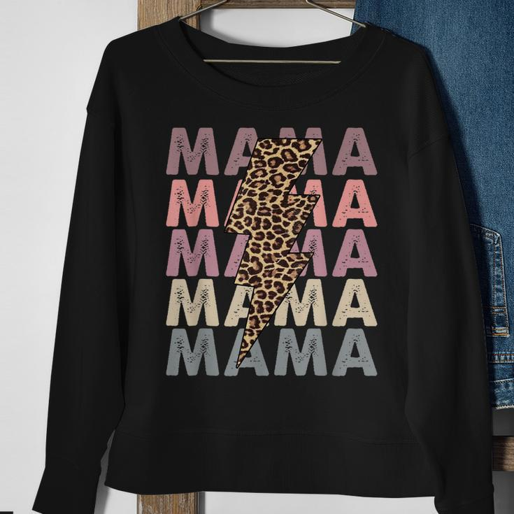 Mama Lightning Bolt Leopard Cheetah Mama Mini Matching  Men Women Sweatshirt Graphic Print Unisex Gifts for Old Women
