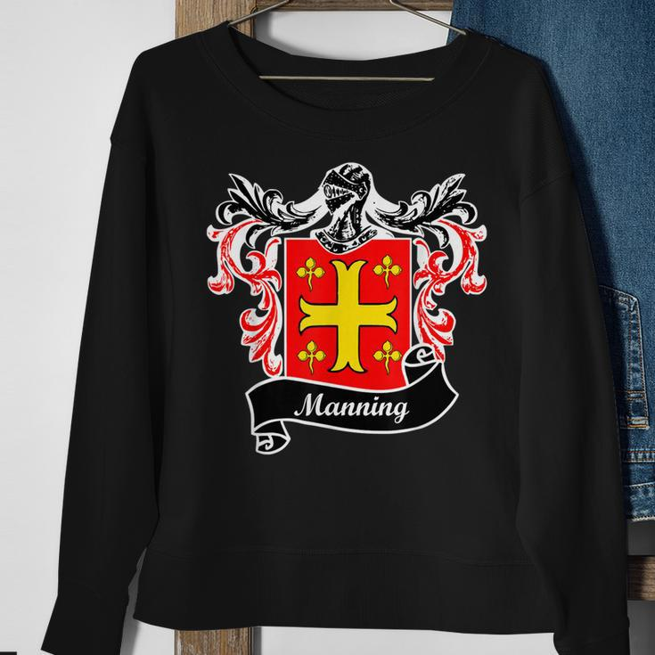 Manning Coat Of Arms Surname Last Name Family Crest Men Women Sweatshirt Graphic Print Unisex Gifts for Old Women