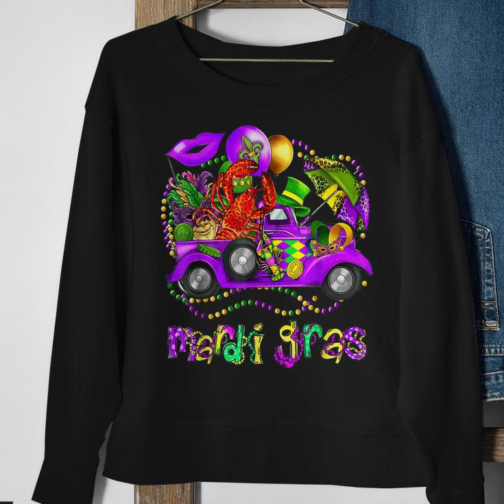 Mardi Gras Truck With Mask And Crawfish Mardi Gras Costume Sweatshirt Gifts for Old Women