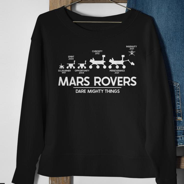 Mars Perseverance Rover Dare Mighty Things Landing Timeline Sweatshirt Gifts for Old Women