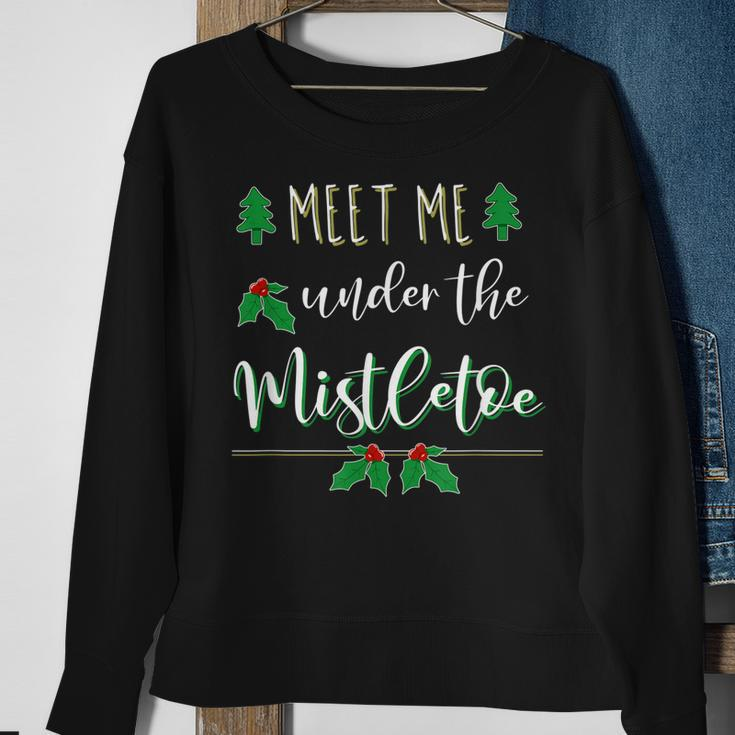 Meet Me Under The Mistletoe Naughty Christmas Funny Couples Men Women Sweatshirt Graphic Print Unisex Gifts for Old Women