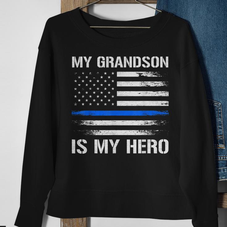 Mein Enkel Ist Mein Held Polizei Opa Oma Thin Blue Line Sweatshirt Geschenke für alte Frauen