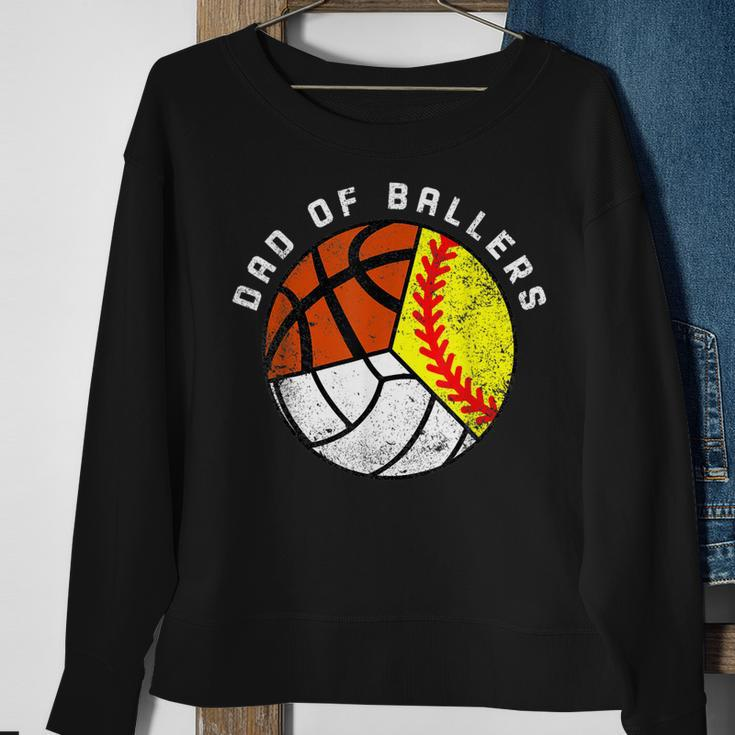 Mens Dad Of Ballers Funny Softball Volleyball Basketball Dad Sweatshirt Gifts for Old Women