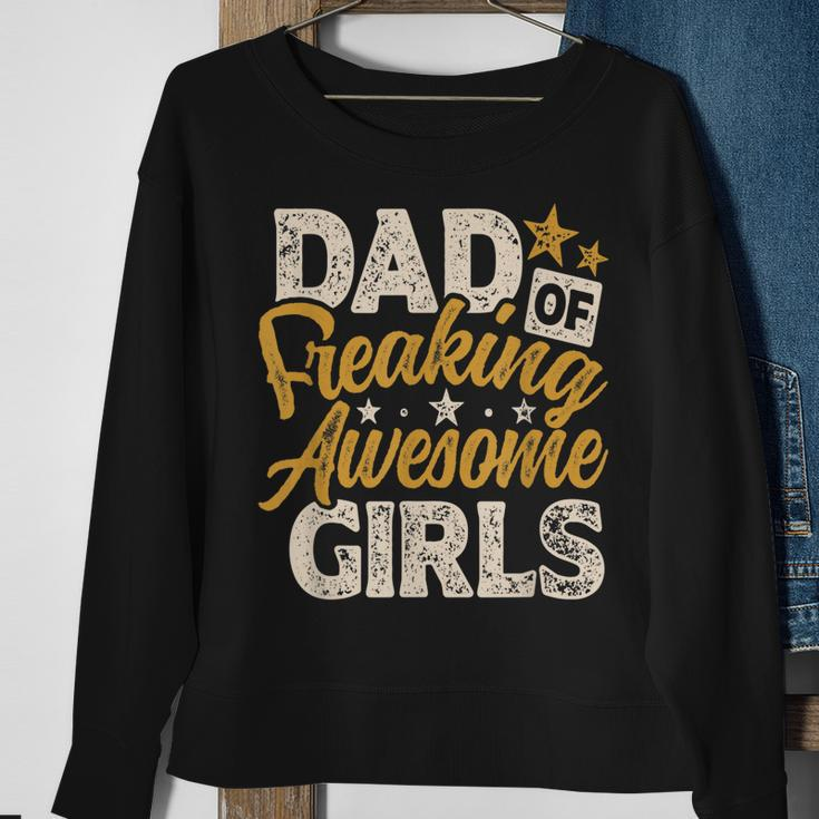 Mens Dad Of Freaking Awesome Girl Vintage Distressed Dad Of Girls Sweatshirt Gifts for Old Women