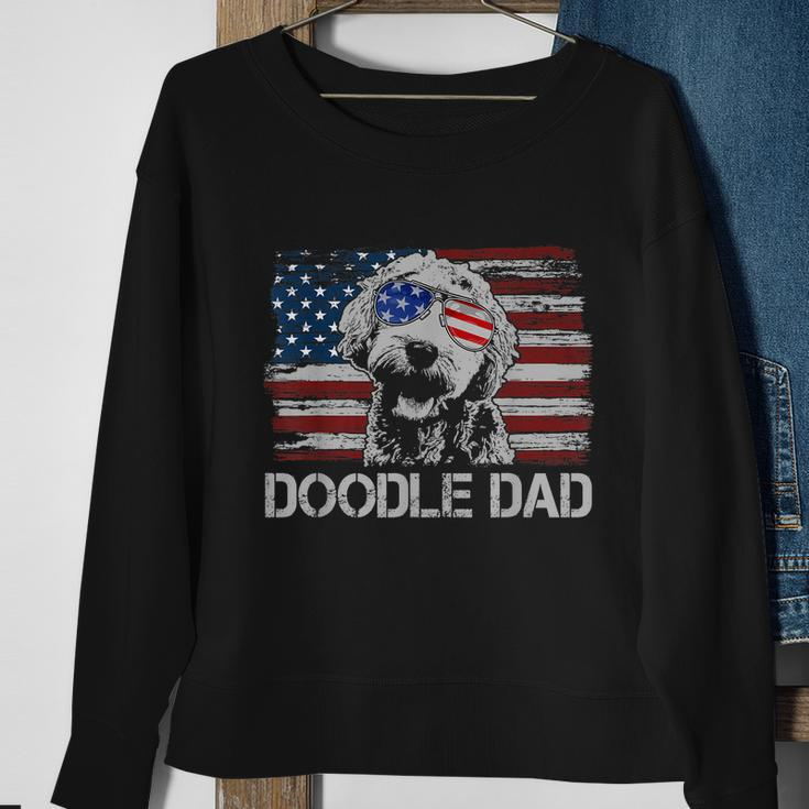 Mens Doodle Dad Goldendoodle Dog American Flag 4Th Of July Sweatshirt Gifts for Old Women
