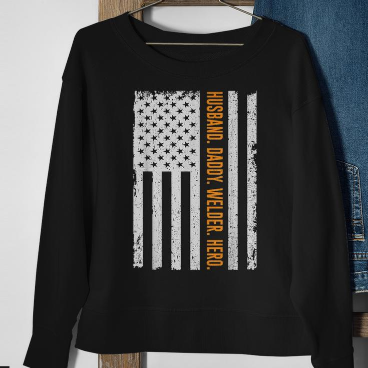 Mens Husband Daddy Welder Hero Usa Flag Fathers Day Gifts Sweatshirt Gifts for Old Women