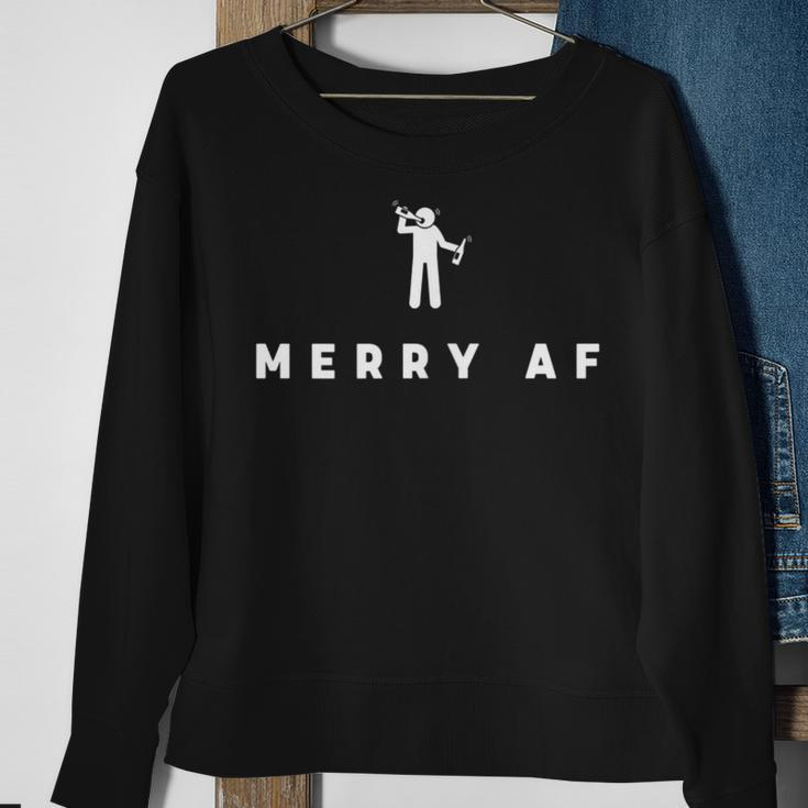 Mens Merry Af Simple Minimalist Funny Christmas Men Women Sweatshirt Graphic Print Unisex Gifts for Old Women