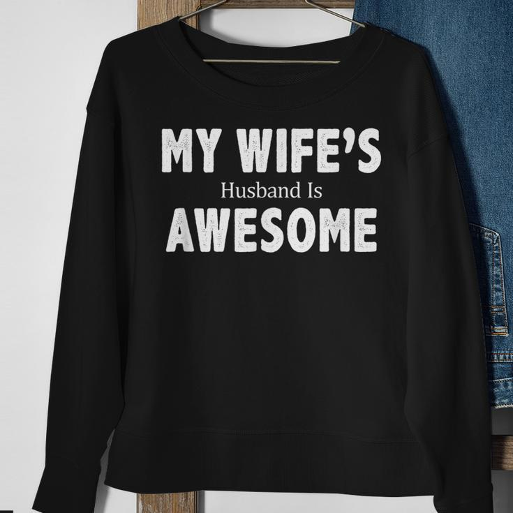 Mens My Wifes Husband Is Awesome - Vintage Style - Men Women Sweatshirt Graphic Print Unisex Gifts for Old Women