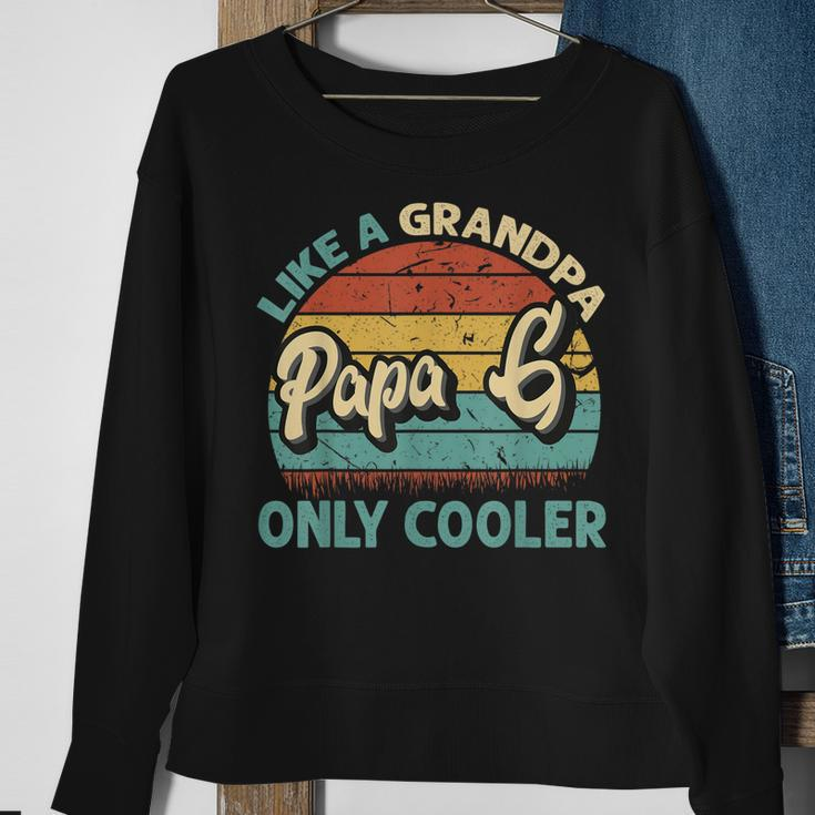 Mens Papa G Like A Grandpa Only Cooler Vintage Dad Fathers Day Sweatshirt Gifts for Old Women