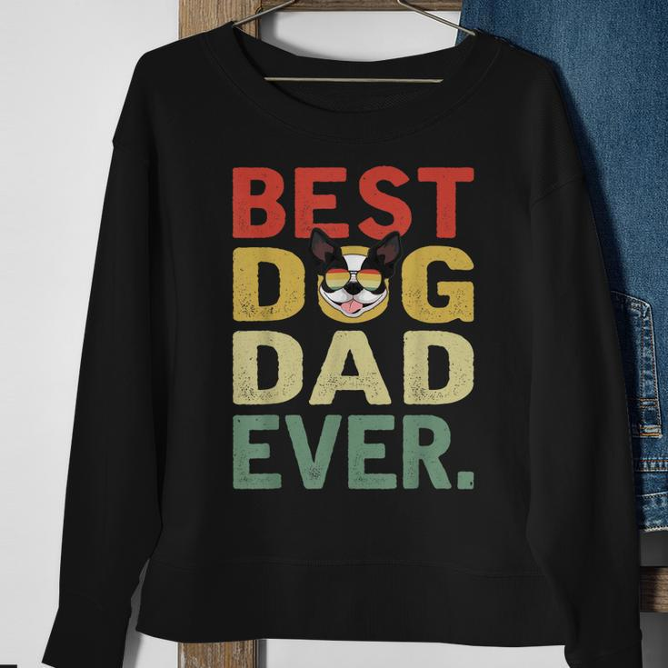 Mens Vintage Best Dog Dad Ever Gift Boston Terrier Dog Lover Sweatshirt Gifts for Old Women