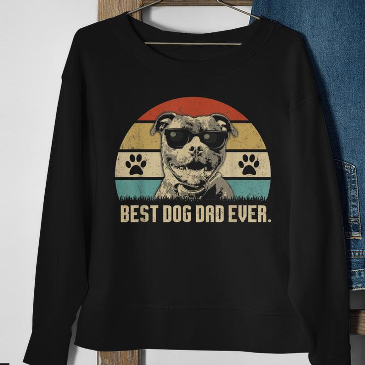 Mens Vintage Best Pitbull Dog Dad Ever Fathers Day Sweatshirt Gifts for Old Women
