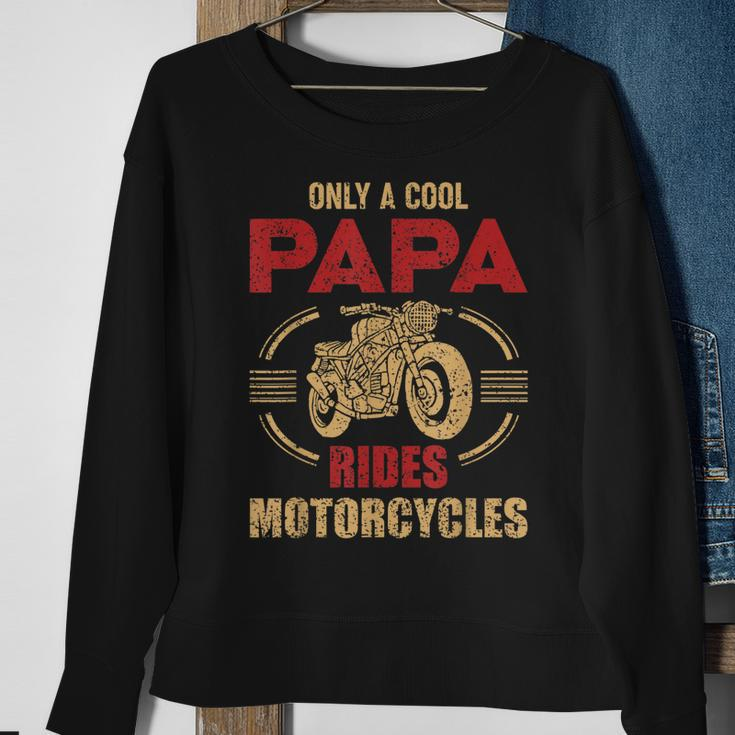 Mens Vintage Father Day Only Papa Rides Motorcycle Cool Biker Dad Sweatshirt Gifts for Old Women