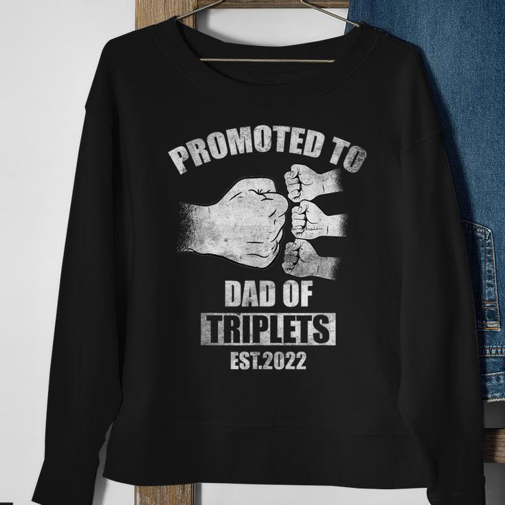 Mens Vintage Promoted To Dad Of Triplets Est 2022 Sweatshirt Gifts for Old Women