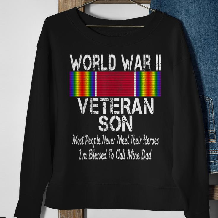 Mens World War Ii Veteran Son Us Military Vet Family Gift Men Women Sweatshirt Graphic Print Unisex Gifts for Old Women