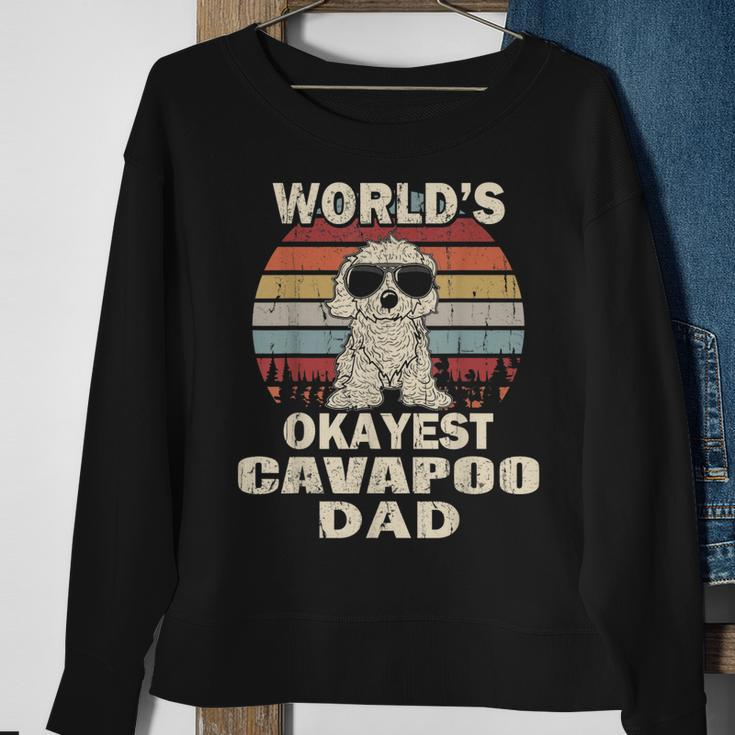 Mens Worlds Okayest Cavapoo Dad Vintage Retro Sweatshirt Gifts for Old Women