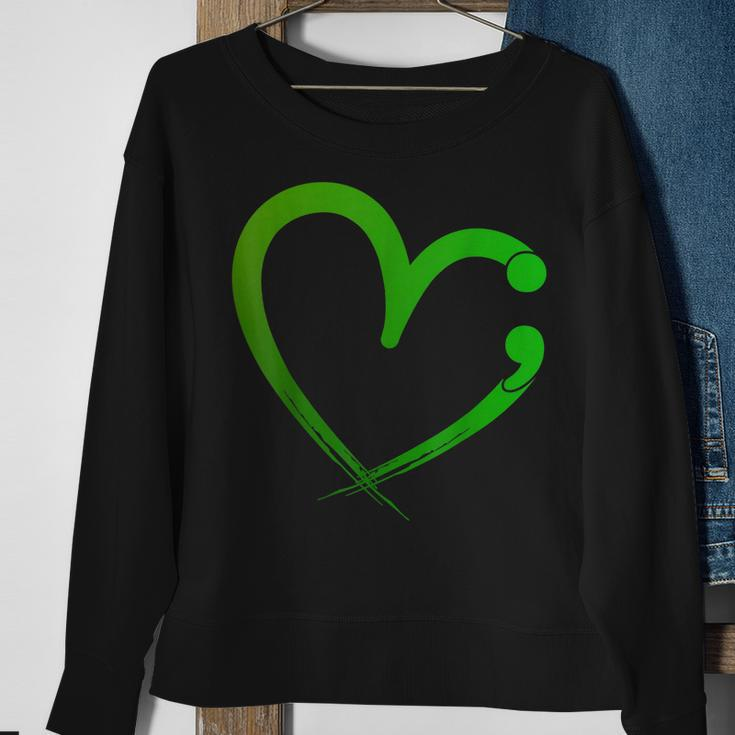 Mental Health Matters Semicolon Heart Awareness Month Sweatshirt Gifts for Old Women