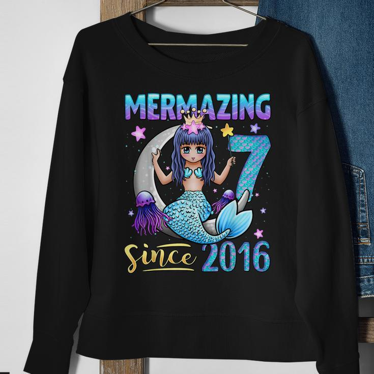 Mermaid Birthday Girl 7 Years Old Mermaid 7Th Birthday Girls Sweatshirt Gifts for Old Women