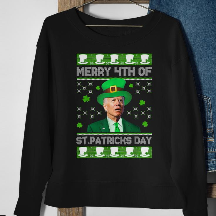 Merry 4Th Of St Patricks Day Joe Biden Leprechaun Hat Clover Sweatshirt Gifts for Old Women