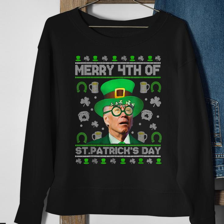 Merry 4Th Of St Patricks Day Joe Biden Leprechaun Hat Ugly Sweatshirt Gifts for Old Women