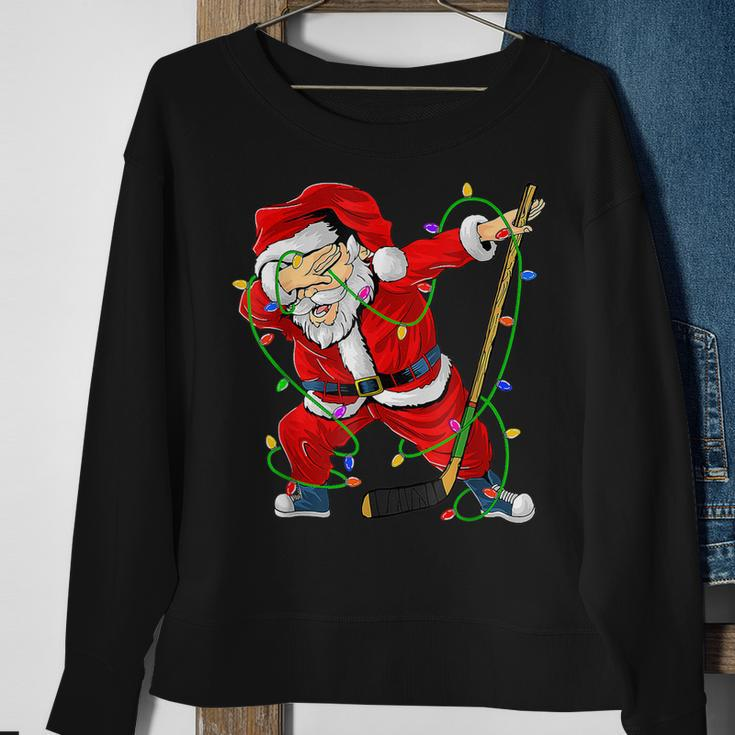 Merry Christmas Ice Hockey Dabbing Santa Claus Hockey Player Men Women Sweatshirt Graphic Print Unisex Gifts for Old Women