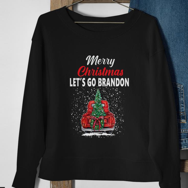Merry Christmas Lets Go Brandon Red Truck Christmas Tree Sweatshirt Gifts for Old Women