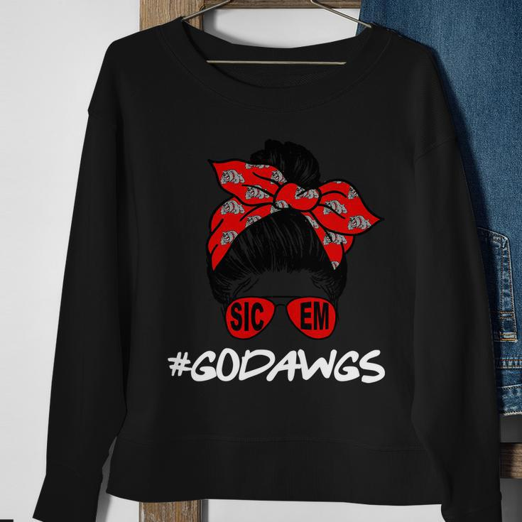 Messy Bun Go Dawgs Sic Em Georgia Football Sweatshirt Gifts for Old Women