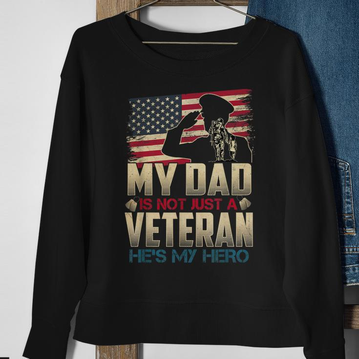 Military Family Veteran Support My Dad Us Veteran My Hero V2 Men Women Sweatshirt Graphic Print Unisex Gifts for Old Women