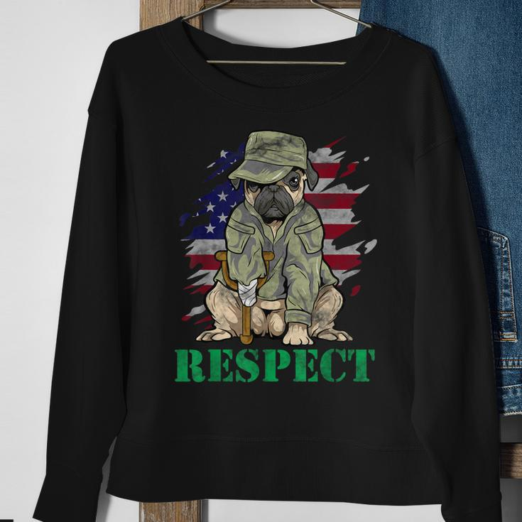 Military Pug Dog Veteran Us Army American Flag Men Women Sweatshirt Graphic Print Unisex Gifts for Old Women
